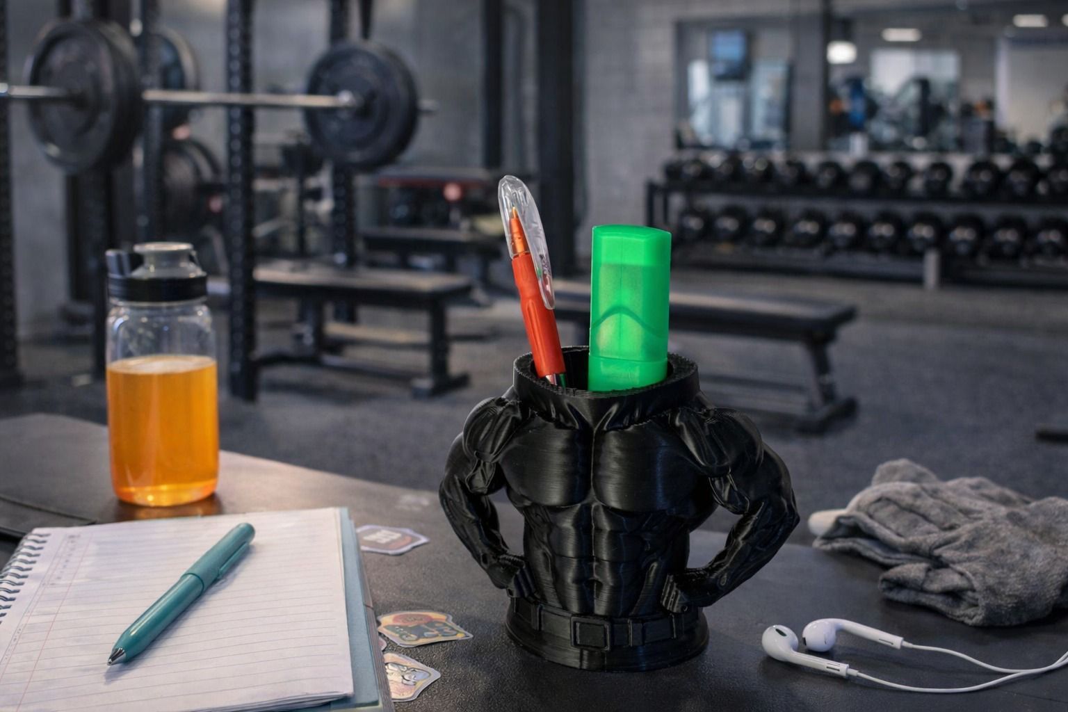Body builder pen holder